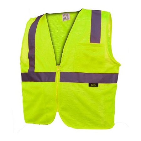 GSS Safety 1001 Standard Class 2 Mesh Zipper Safety Vest, Lime, 3XL